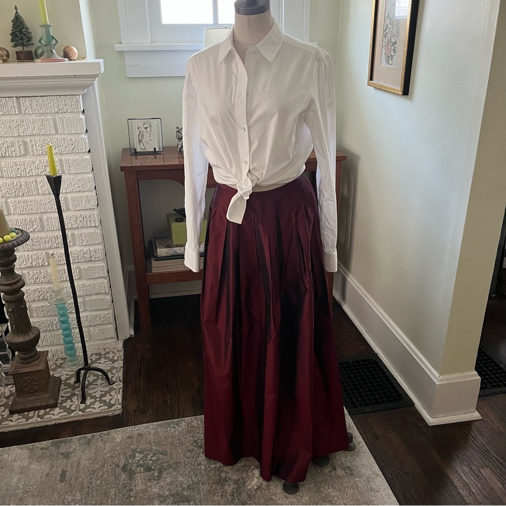 Vintage Anne Klein silk blood red maxi skirt. Unlined.